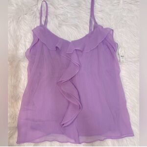 New York & Company Purple Ruffle Top